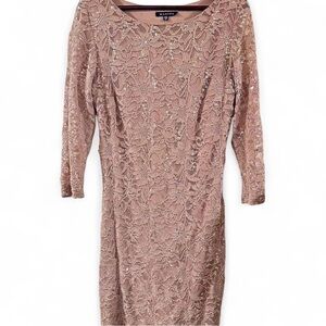 Marina Women's Pink Lace Sequin Dress Size 12